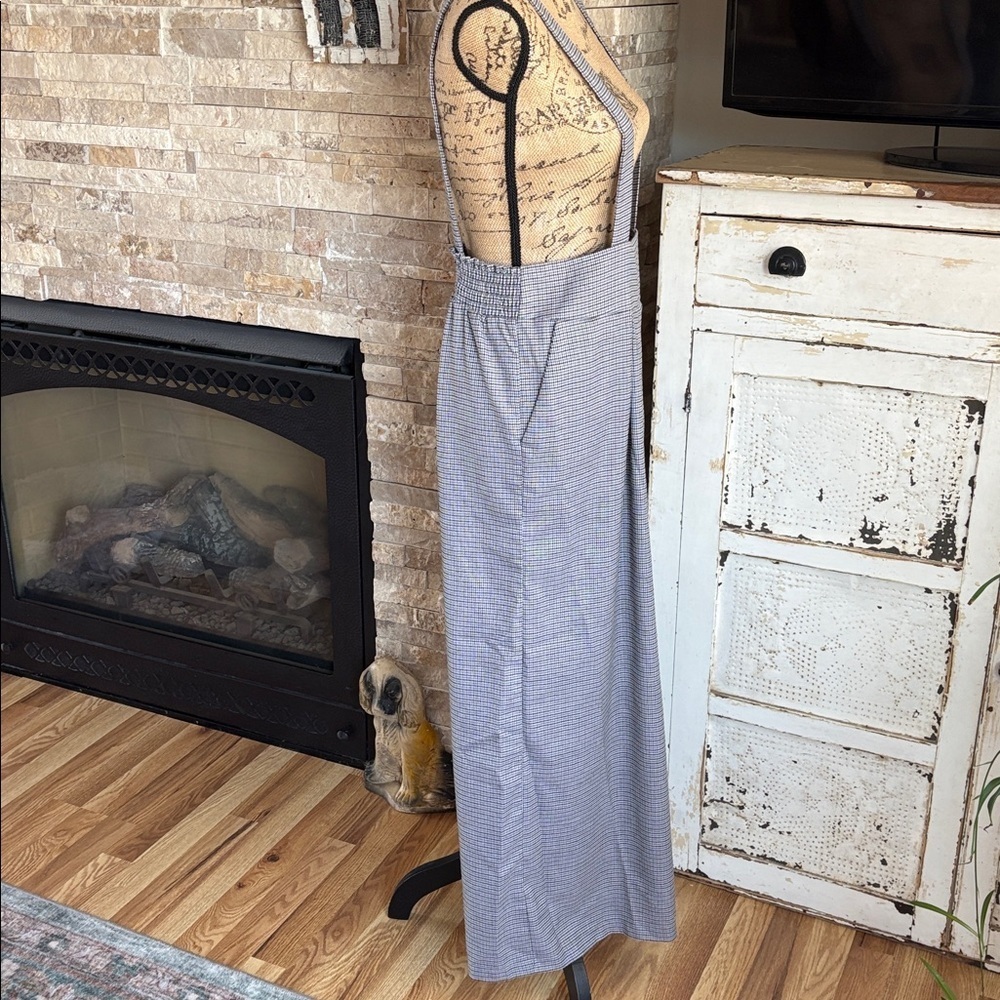 Wild Fable black and gray houndstooth pleated pockets wide leg overall jumpsuit - Picture 7 of 16